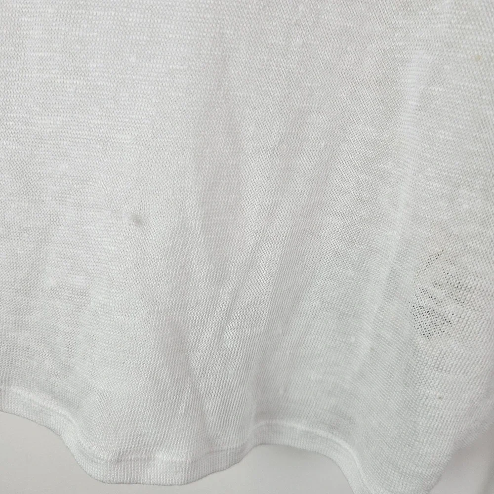We The Free Womens Large White Sweater Knit Top Sheer Boho Dolman Linen Cotton